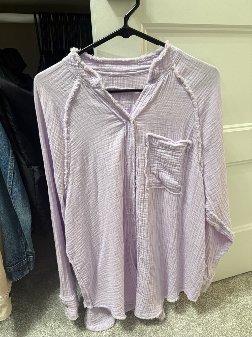 aerie Light Lavender Gauze Button-Up Top